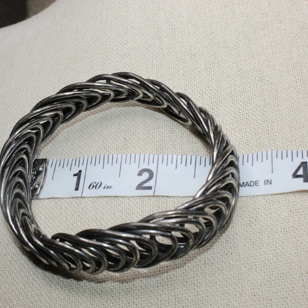 Chainmail Bangle Woven Ring Industrial Cosplay Bracelet 2.75in Gunmetal Grey